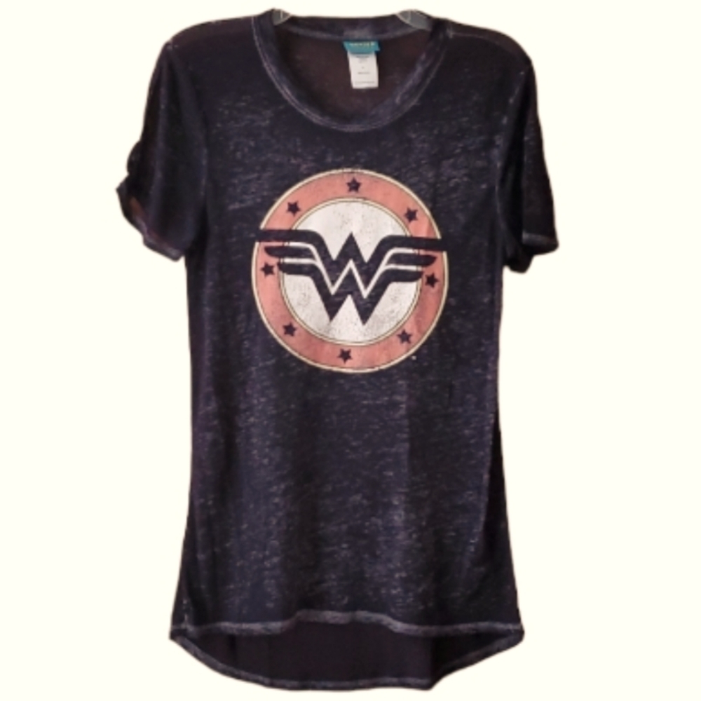Wonder Woman Black Burnout Short Sleeve Logo Shirt Size Small‎